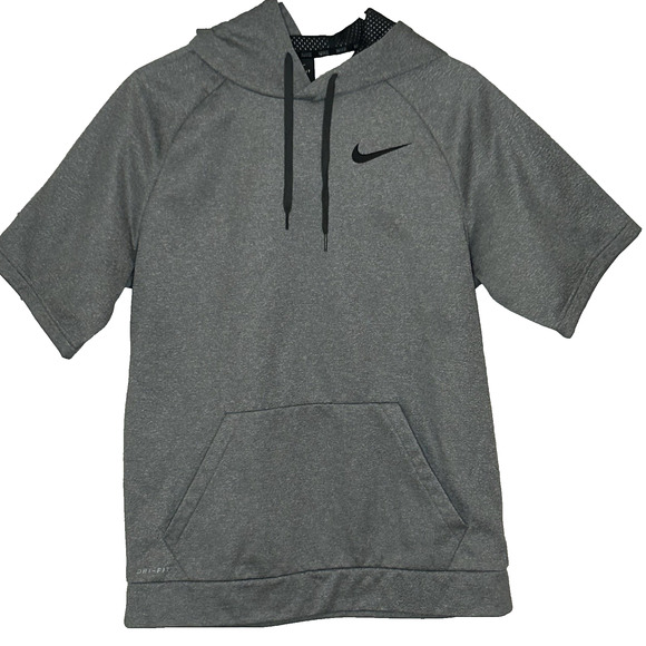 Nike Other - Nike Dri-Fit Short Sleeve Hooded Sweatshirt Men's M Gray Hoodie Lined